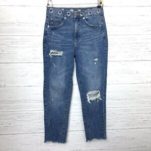 Garage Denim Women's Mom Jeans Grommet Waistband Retro Distressed size 26